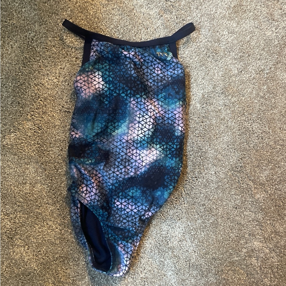 Geometric Blue and Black Swimsuit